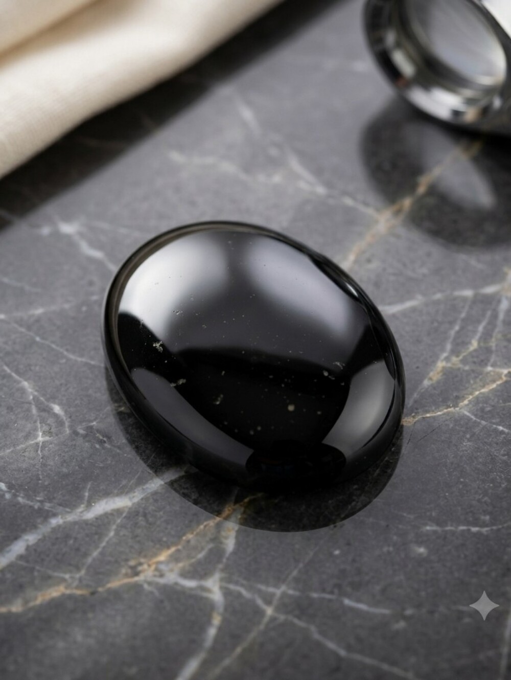 Black Obsidian Crystal Palm Stone